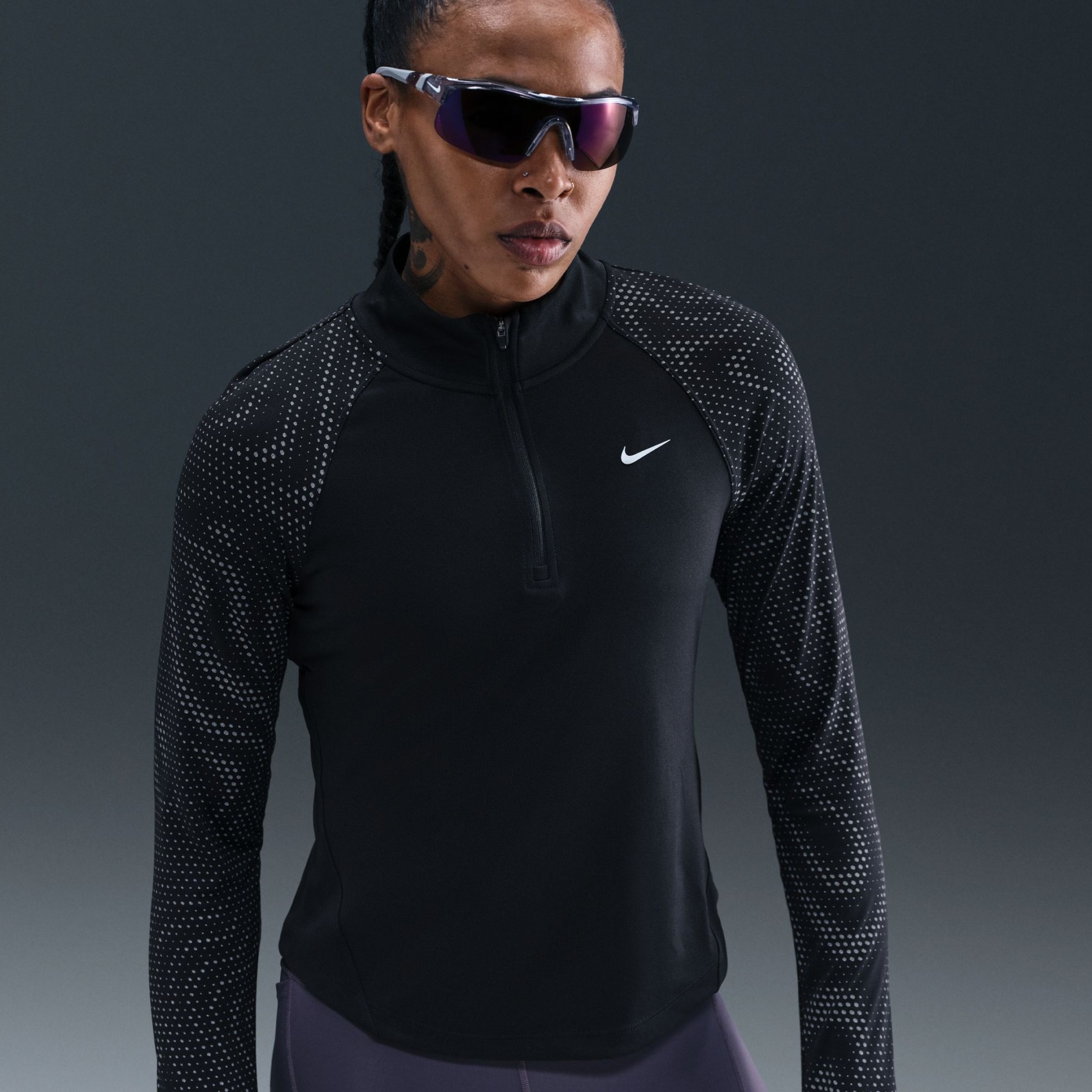 Tempo Dri-FIT Flash HZ Kadın Siyah Sweatshirt