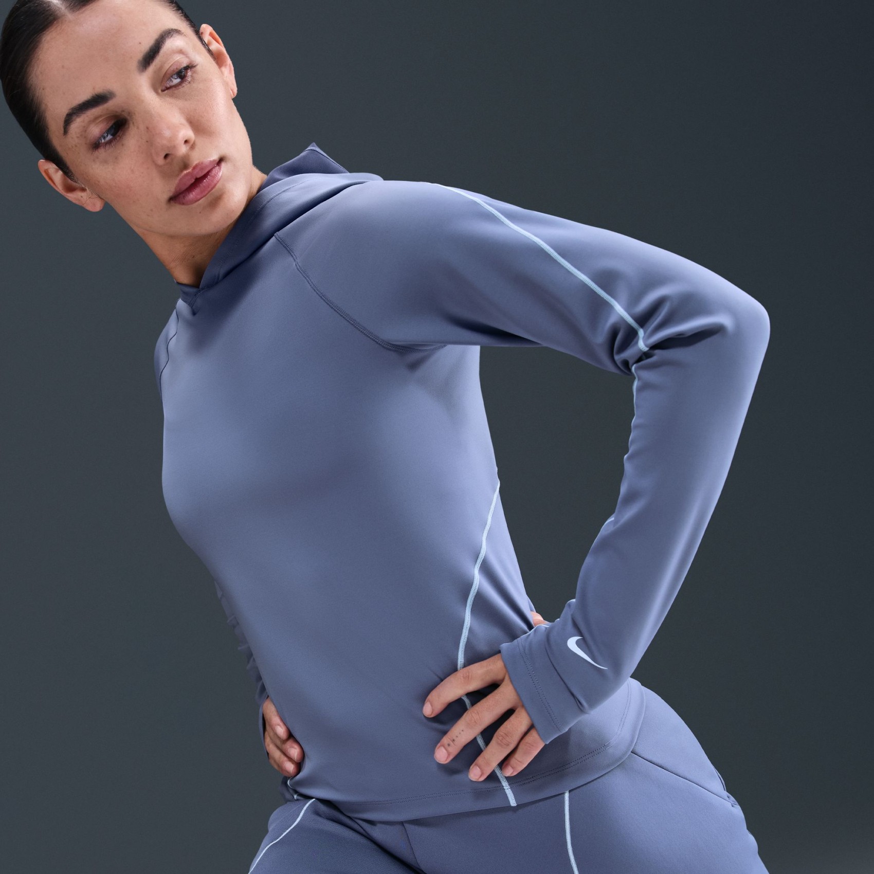 Universa Dri-FIT HD LS Top Kadın Mavi Sweatshirt