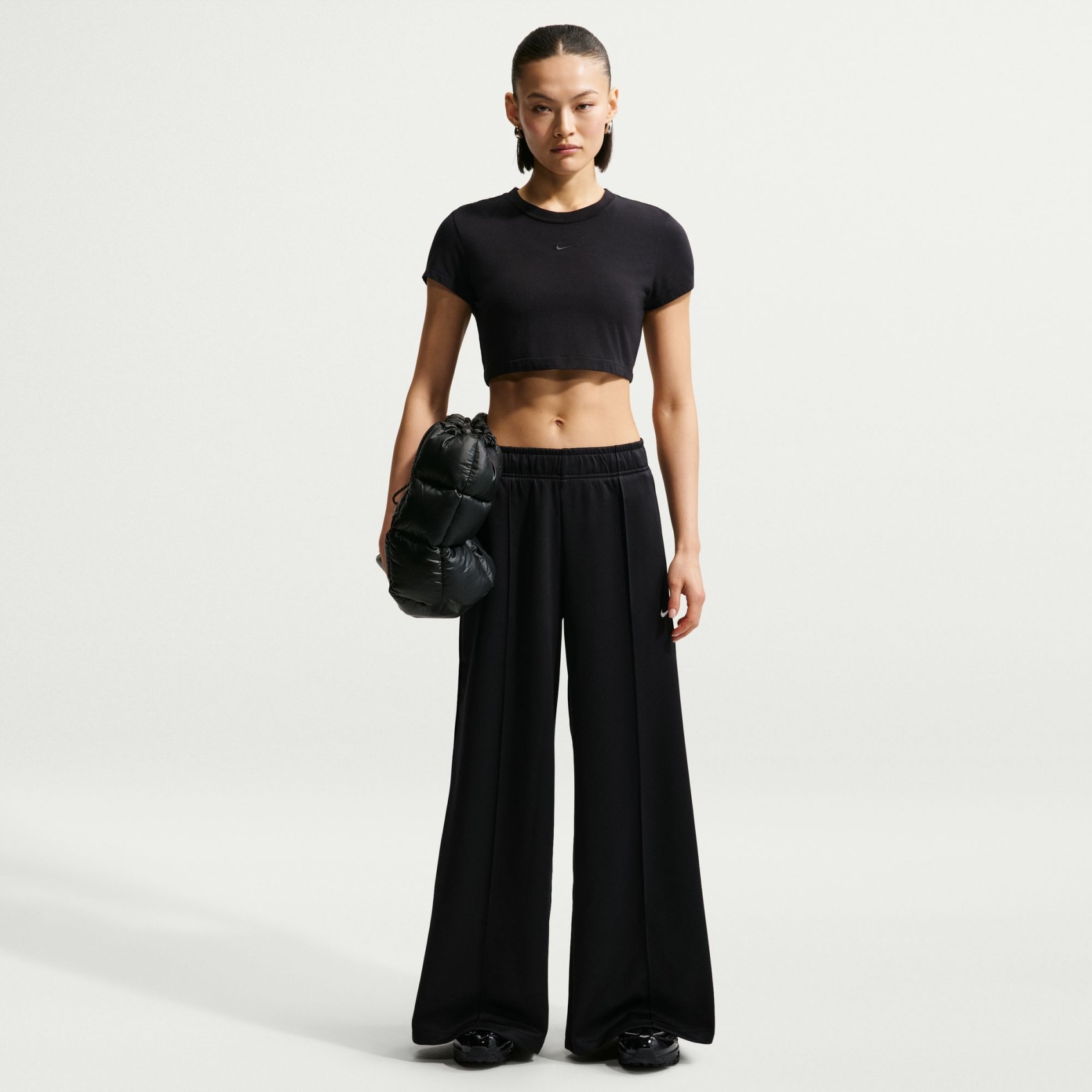 Wide Leg Track Pant Kadın Siyah Eşofman Altı